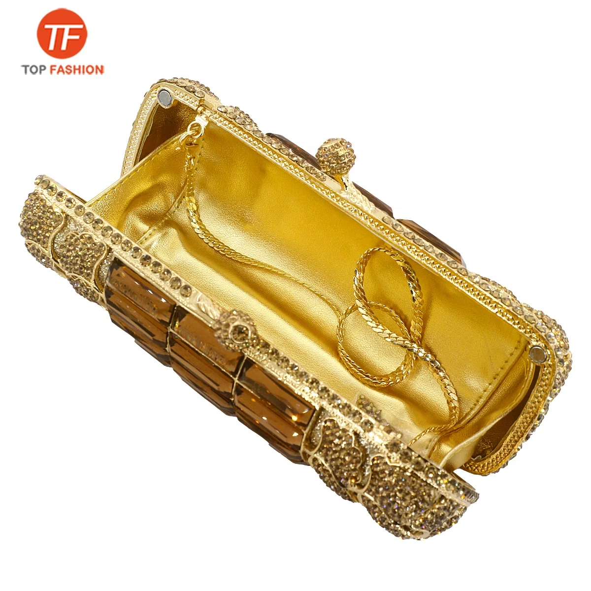 
Factory wholesales Glass Diamond Evening Bag Long Cylinder Clutch Handbag for Party 