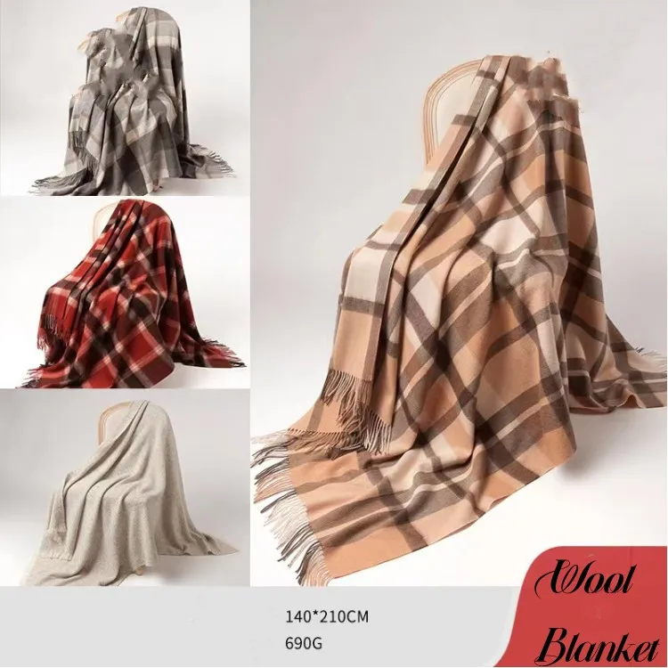 100% Wool blanket custom throw tartan wool blanket