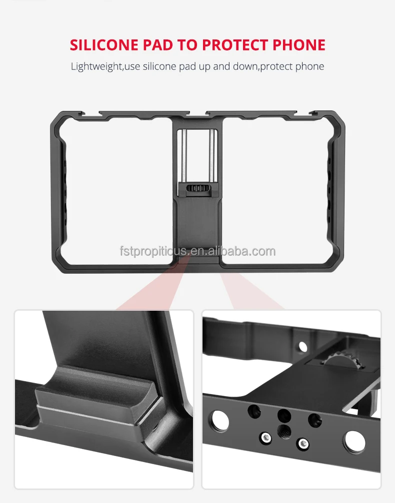 PC06 Aluminium Alloy Video Phone Cage Rig with Silicone Phone Clip Can Be Connect Tripod For smartphone Cage grips code shoe