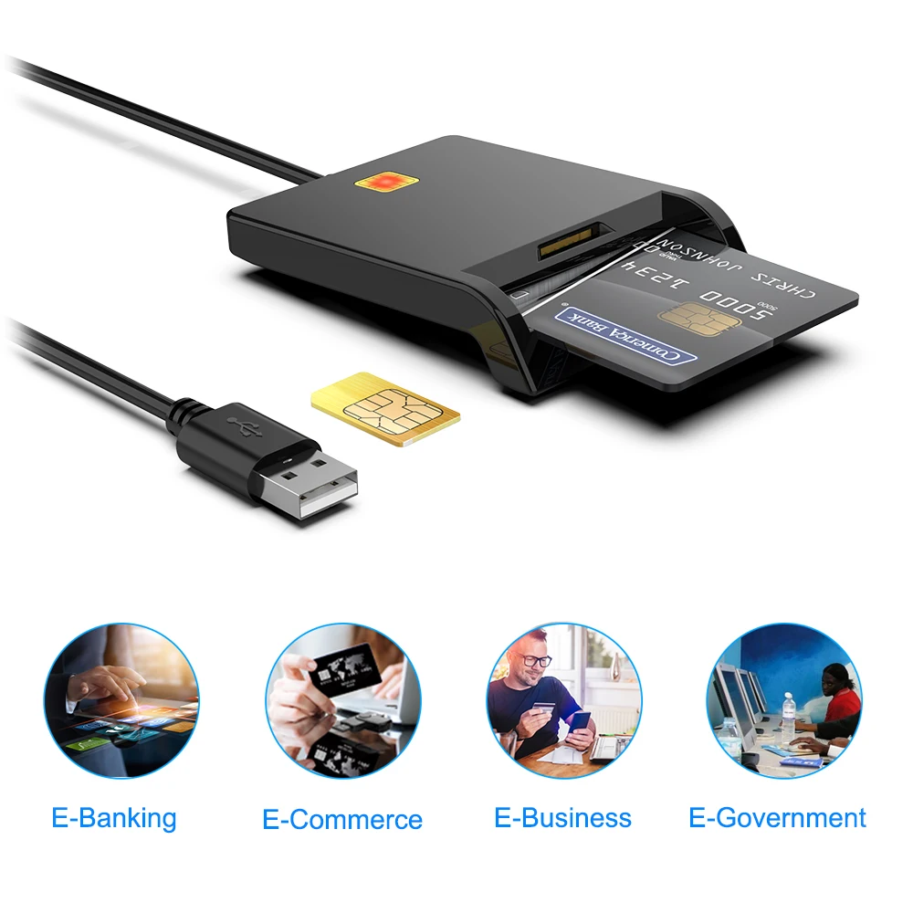 Top Seller USB 2.0 EMV IC ID Bank Smart Card SIM Slot USB Credit Card Reader Writer Card Readers