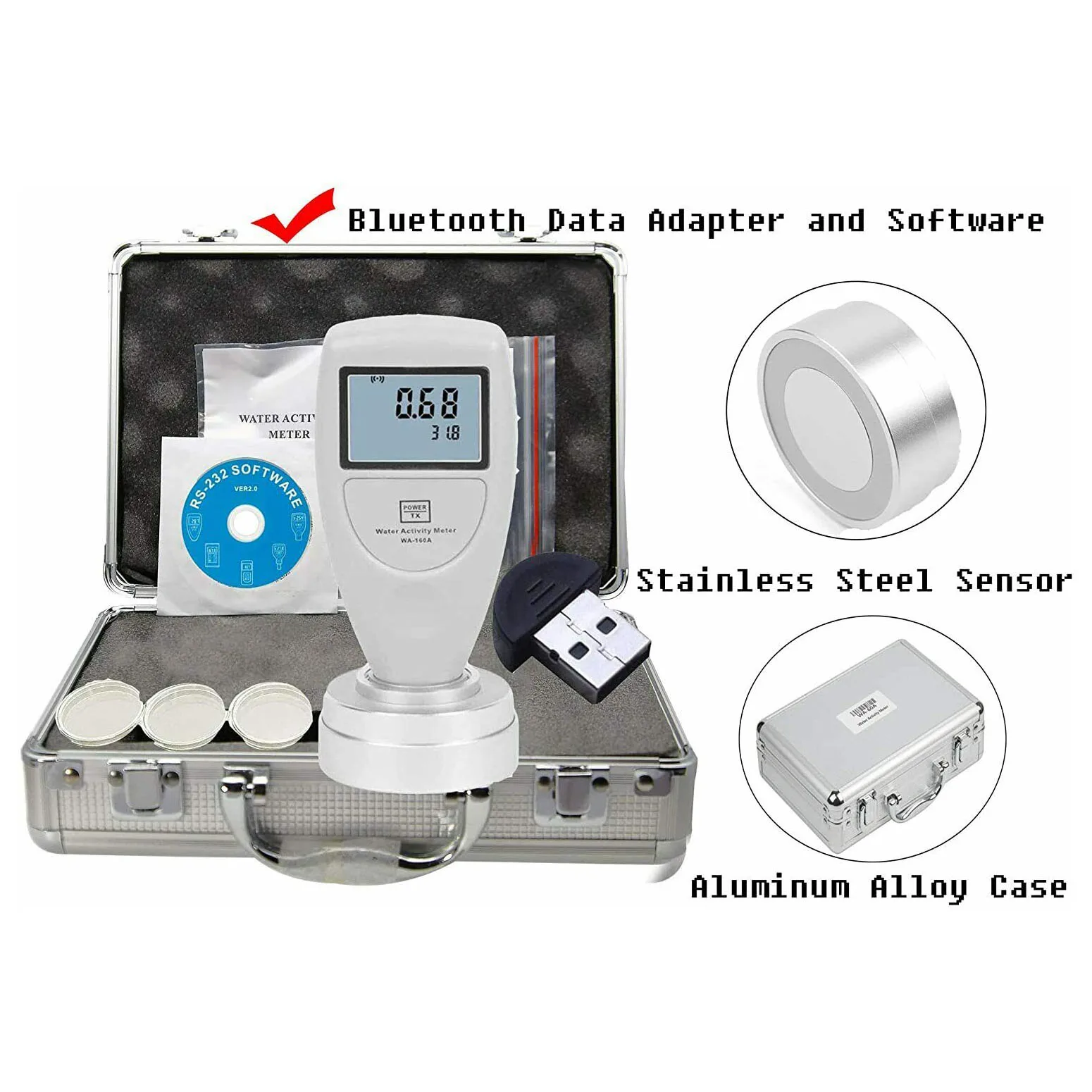 Измеритель уровня водной активности, анализатор, прибор для тестирования, точность 0,02aw