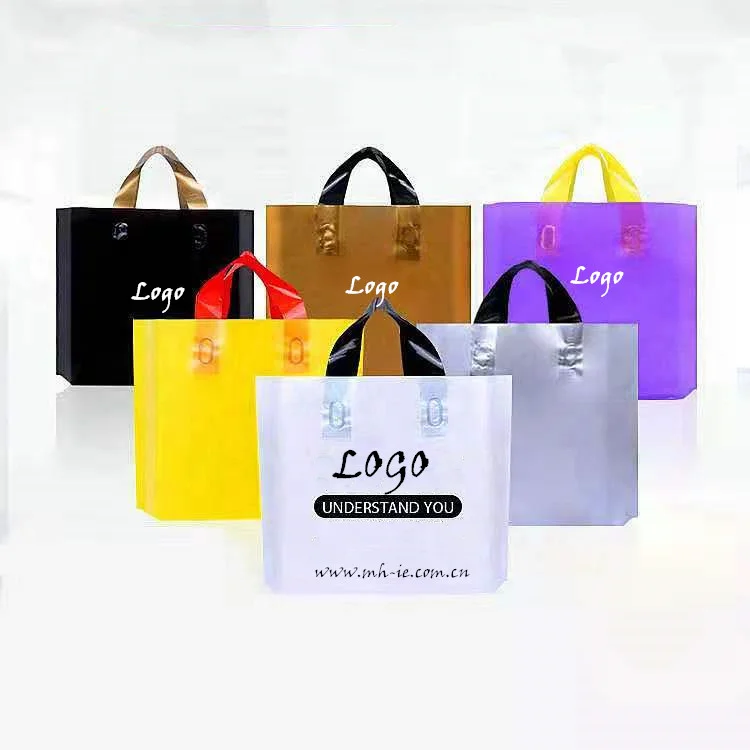 Custom Printed Logo Clothes Shopping Poly PE Plastic Shopping Bag With Handle