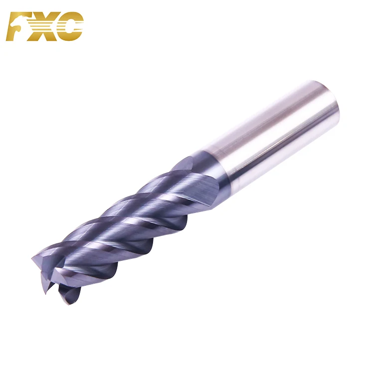 Cnc Cutting Tool End Mill HRC60 Carbide End mill 4 flute Tin Coating for steel
