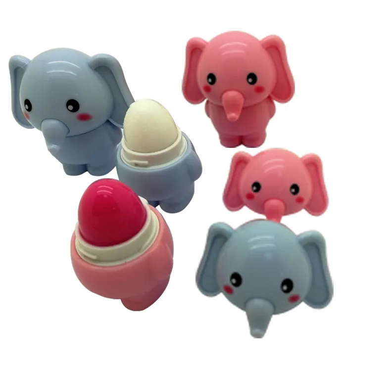 Чехол с откидной крышкой с изображением слона из мультфильма приподнятая кромка для бальзама для увлажняющий детская стирает линию губ, бальзам для губ с шариком