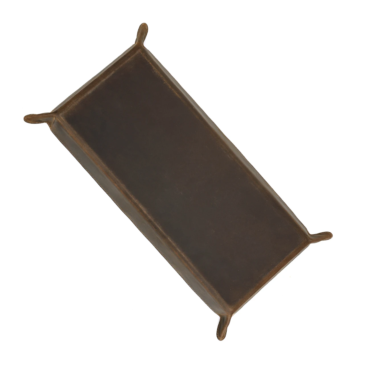 Long Partitioned Jewelry Tray Genuine Leather Snap Leather Travel Valet Tray Home Hotel Office Leather Decor Catch-All Tray