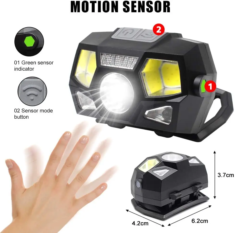 Мощный налобный фонарь водонепроницаемый COB суперъяркий 18650 уличный для