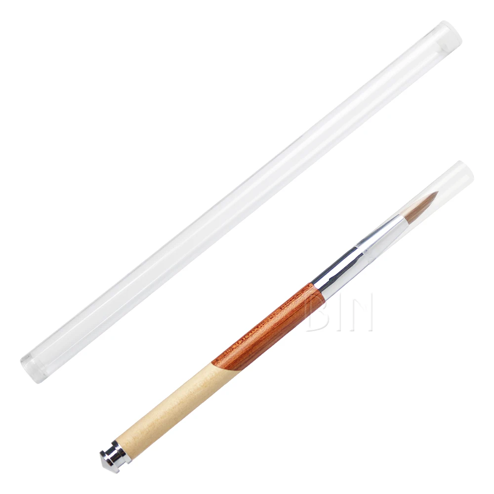 BIN Professional Red Wooden Handle Acrylic Brush Nail Art Kolinsky Nail Brush