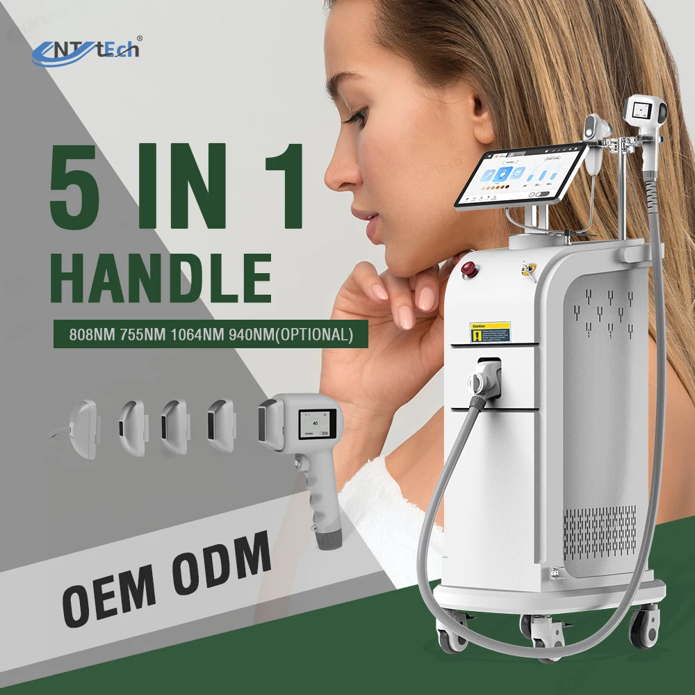 Vertical or portable painless 3 waves diode laser for hair removal 808nm machine