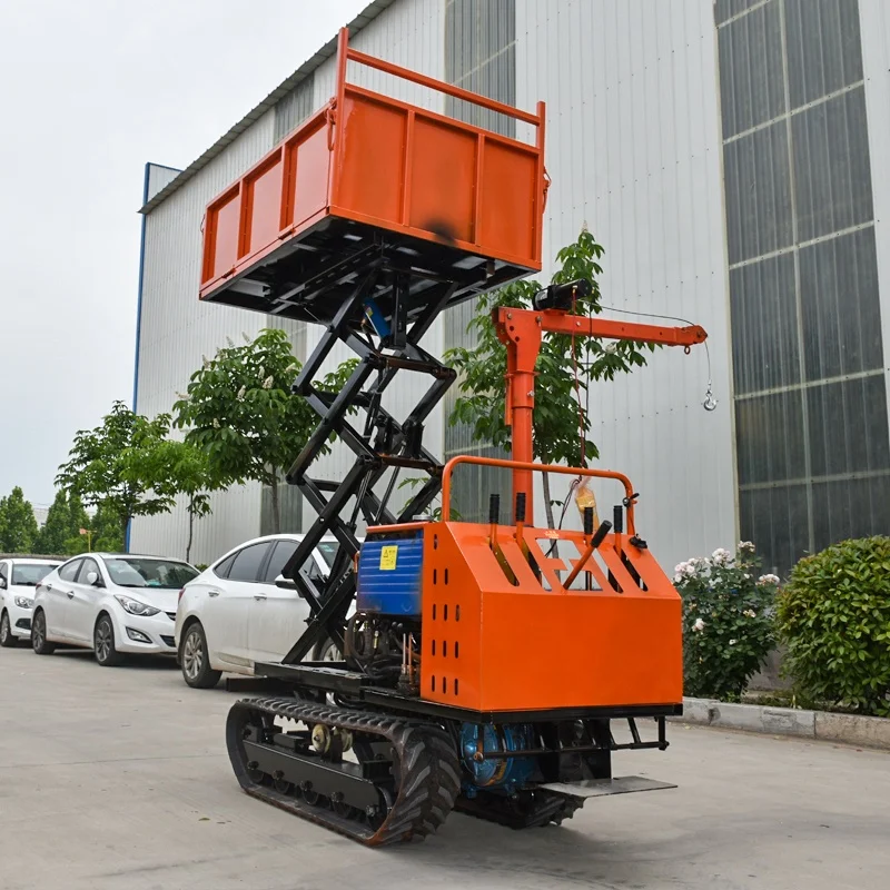 China manufacture mini elevate crawlerself-loading  dumper truck with crane support Customized