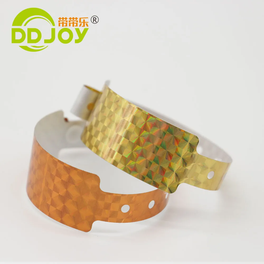 Custom Disposable Holographic Wristband Glitter Effect Cheap Custom Logo Printed Festivals Weddings Christmas Events Promotions