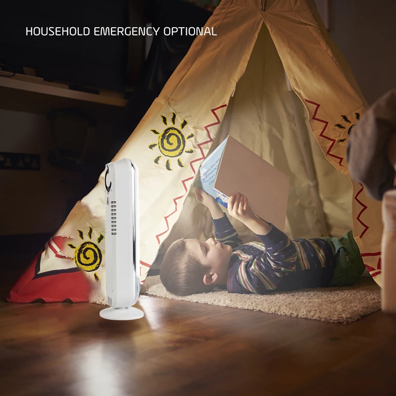 Electrodeless Dimming AC DC Two Charge Modes Hidden Hook Design With Stand Night Construction 200+ Lumen Bright Emergency Light