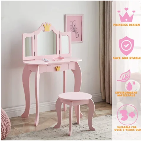 Toffy & Friends children table chairs kids dressing table stool set kids furniture