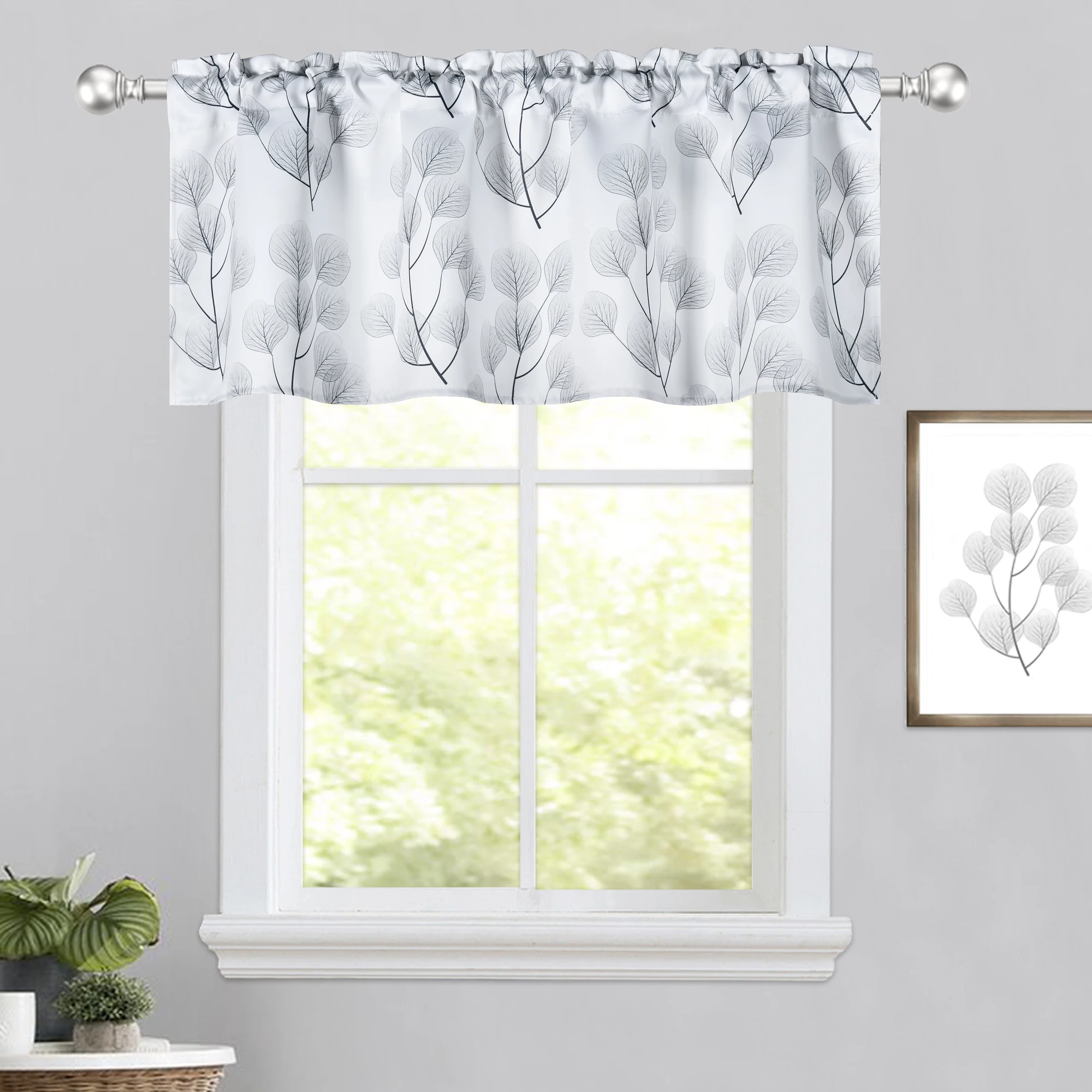 Серый ветка листья печатных балдахин 1 шт./упак. 100% полиэстер 52x18 дюймов стержень карман