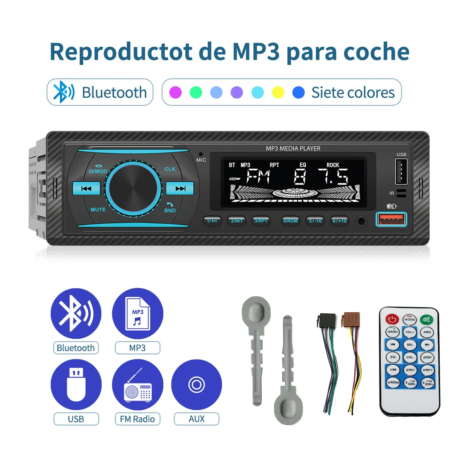 Fast Charging FM Transmitter Car MP3 Player with Bluetooth & Aux Port Blue Tooth Radio Tuner FM Radio Car Audio