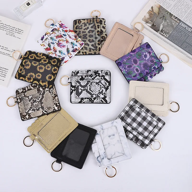 Wowei Leopard PU leather Card Holder ID Holders Coin Purse Clutch Creative Bank Card Bus Card Holder Keychain