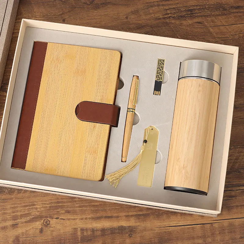Advertising company customized wooden gift set notebook business gift set bamboo products corporate gift set