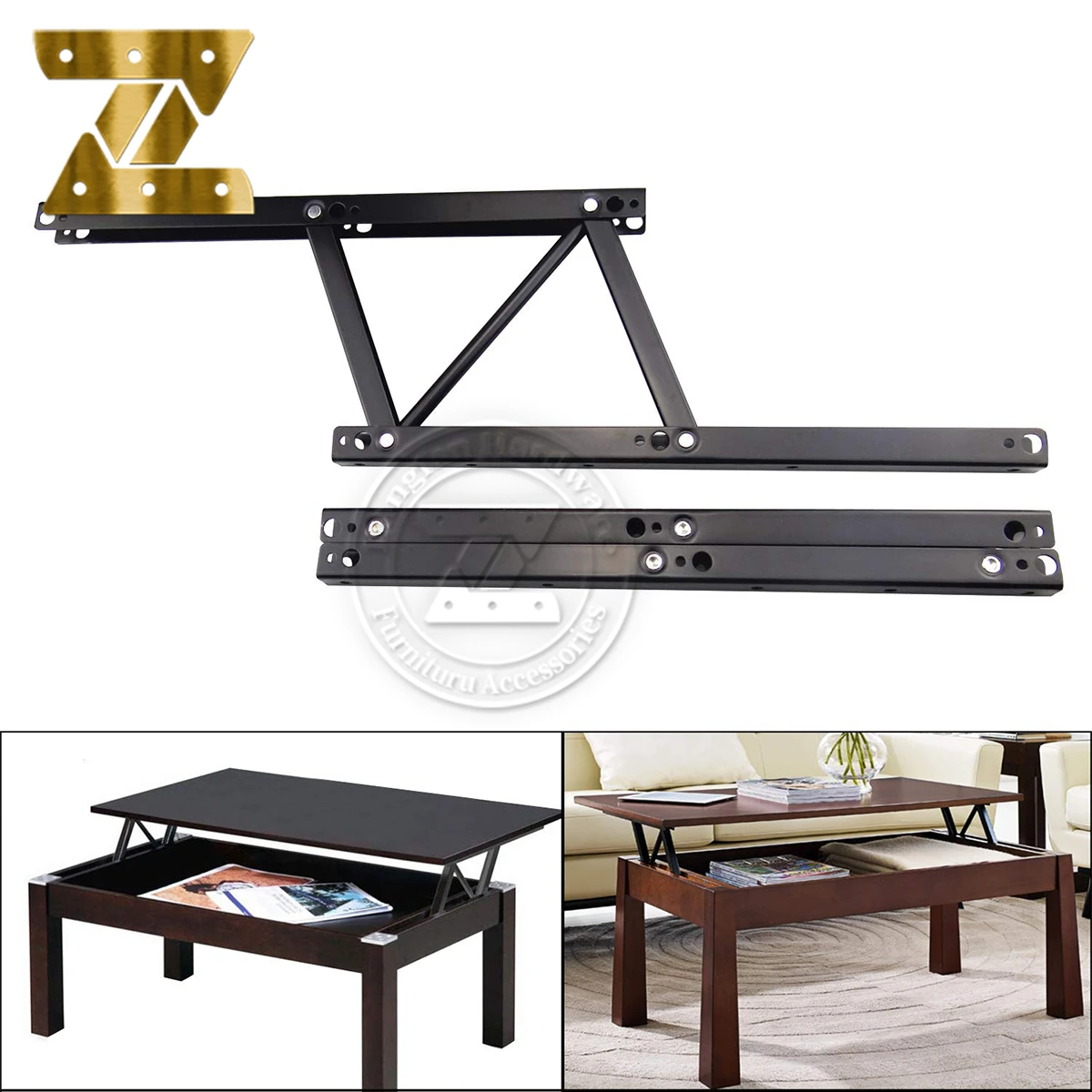 Lift Up Top Hinge Spring Folding Stand Rack Bracket Tea Coffee Table Hinge Mechanism Furniture Hardware Lifting Rack Shelf Gas H