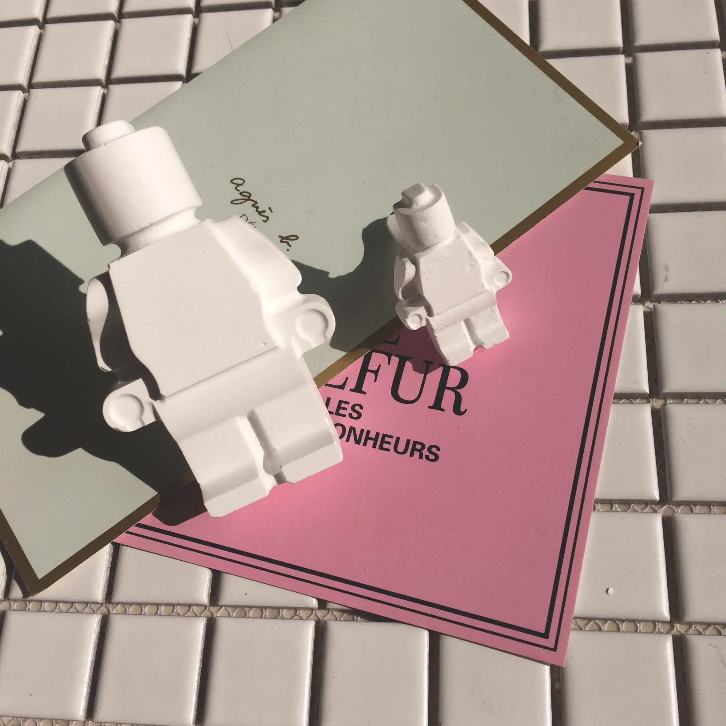 White Lego Shaped Scented Ceramic Car Automobile Air Conditioner Vent Clip Air Freshener Porcelain Fragrance Aroma Diffuser