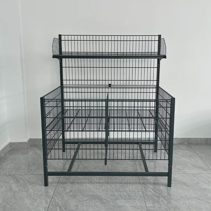 Supermarket Wire promotion table Folding Wire Mesh Display Basket Retail Wire Dump Bins