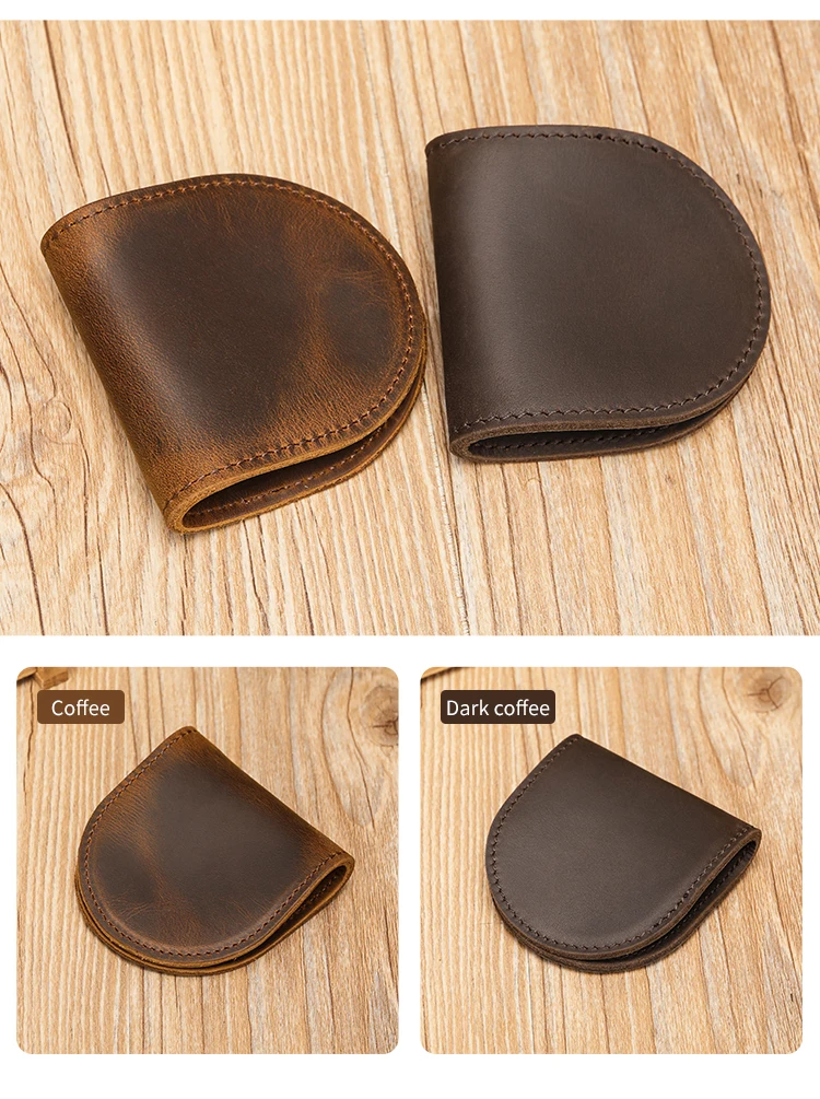 British Style Handy Coin Wallet Crazy Horse Leather Cowhide Fabric Wallet Secure Anti-theft Coin Wallet