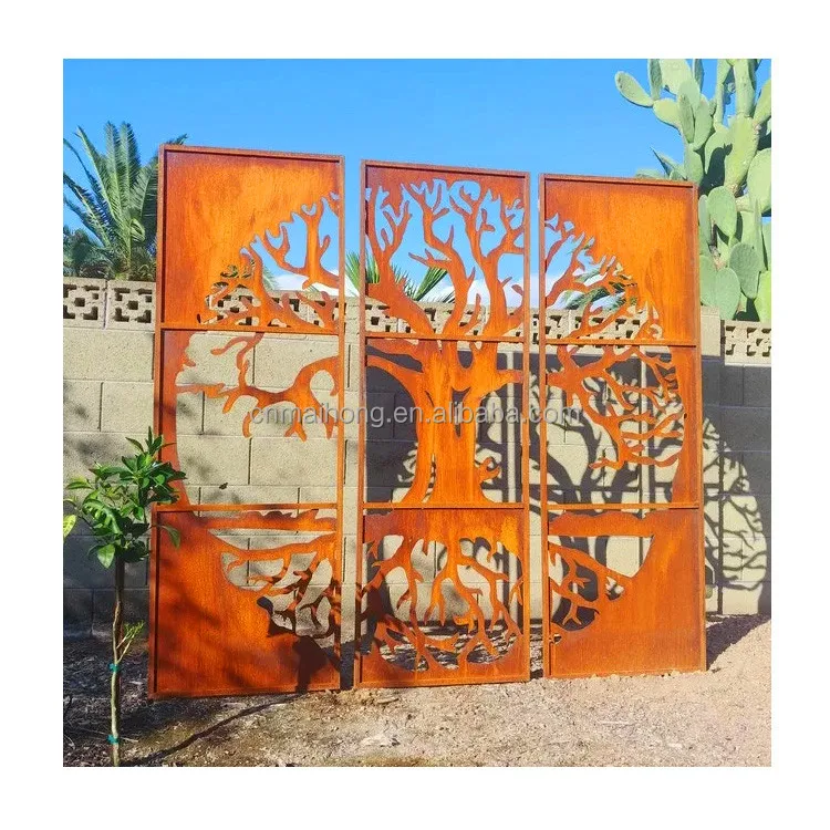 Backyard Corten Steel Decorative Metal Garden Fence&Gate&Screen Art