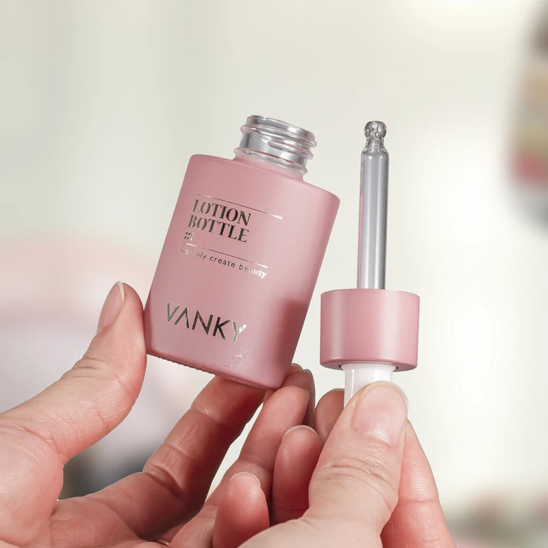 Luxury 30ml 50ml Pink Skincare Cosmetics Packaging Face Cream/lotion Glass Dropper Essential Oil Bottles Cosmetic Bottle Sets