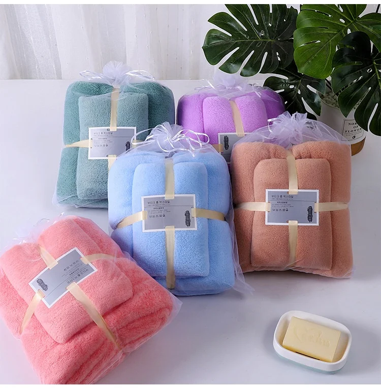 Комплект полотенец из микрофибры и кораллового флиса