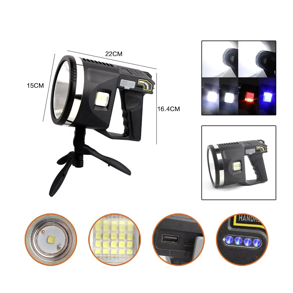 Long-range Handheld Light For Charging And Portable High Brightness Range Flashlight For Exploring Work Lights Searching Light