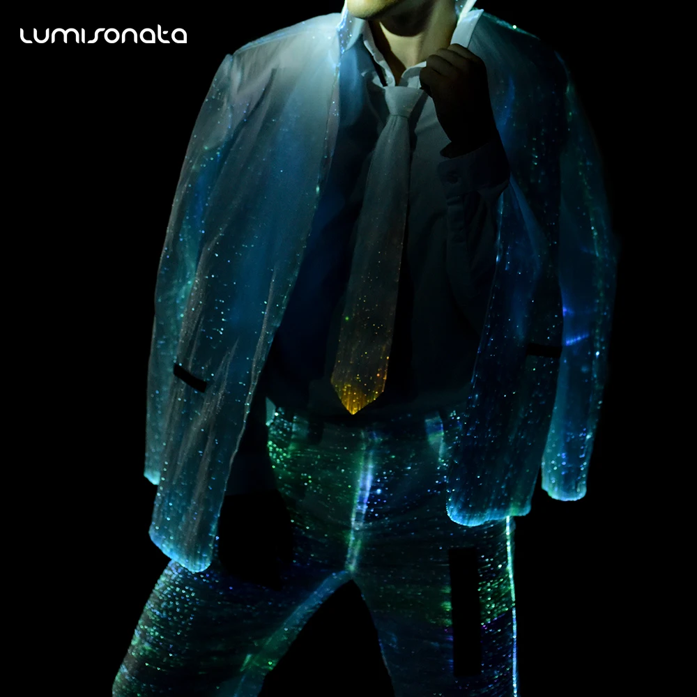 rave party outfits fiber optic illuminate led lighting suit