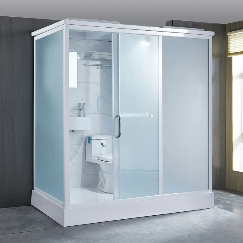 KMRY Cheap Factory Direct 5mm Matt Glass dry and wet separation shower cabins walk in shower enclosures prefab bathroom unit