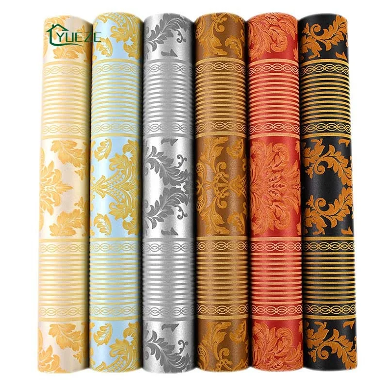 Home Bedroom 3D Wall Household Light Blue Damask Pattern Non Woven Room Wallpaper Suede Living Room Decorative Wall Paper