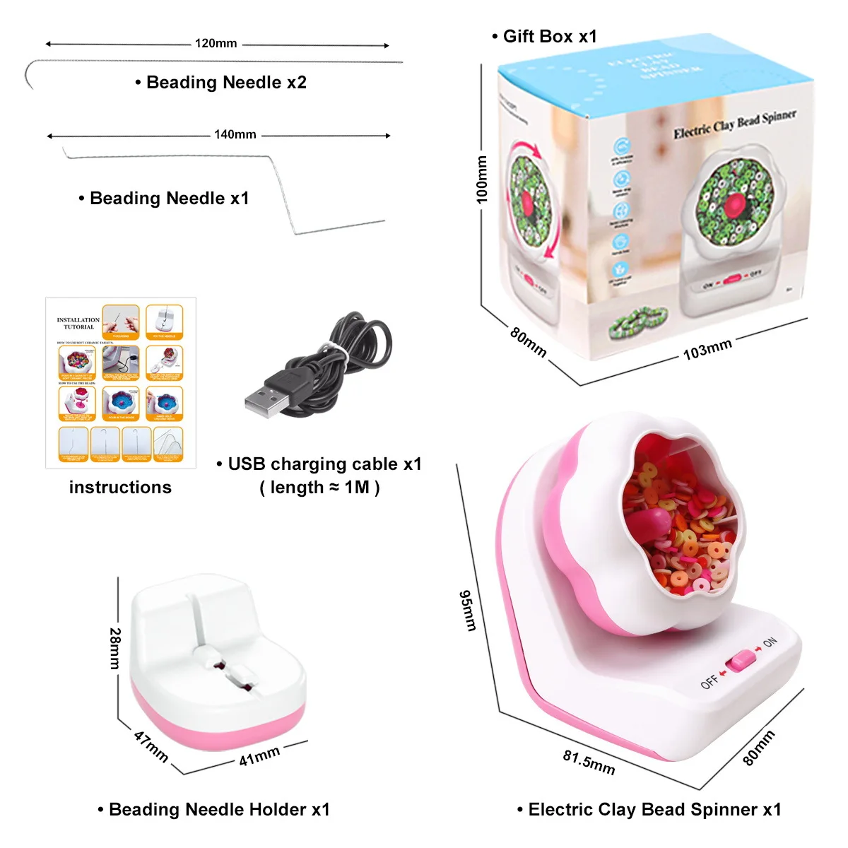 2024 New USB automatic beading machine weaving string rice bead and broken silver adjustable speed electric beading machine knit