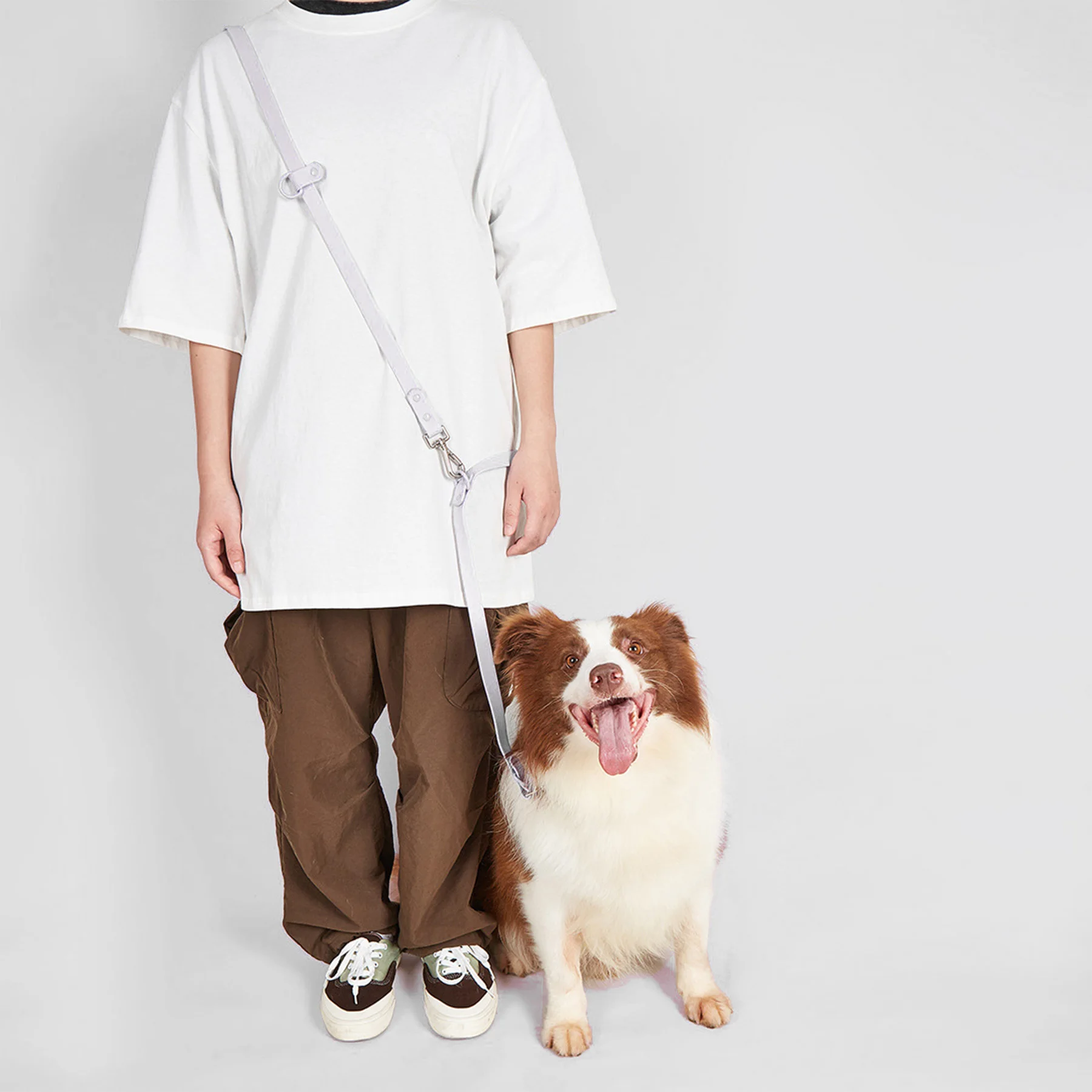 Custom 5 in one PVC Hand Free Pet Leash For Medium Large Dog With Adjustable D Buckle Waterproof Lead No Handle Dog Leash