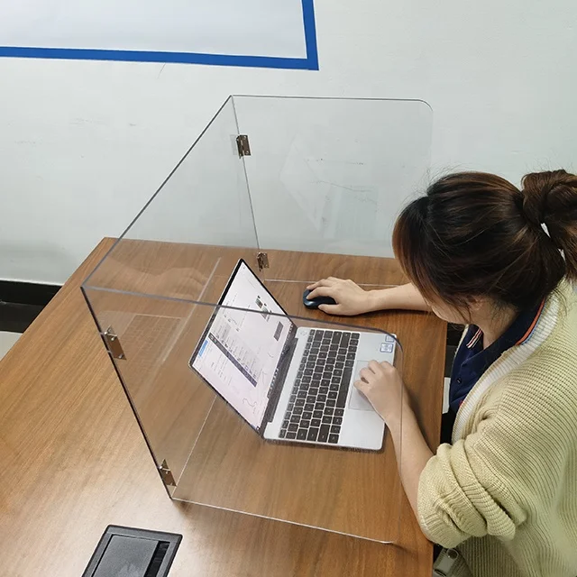 OEM desk shield acrylic dividers  acrylic folding sneeze guard barrier foldable desktop shields