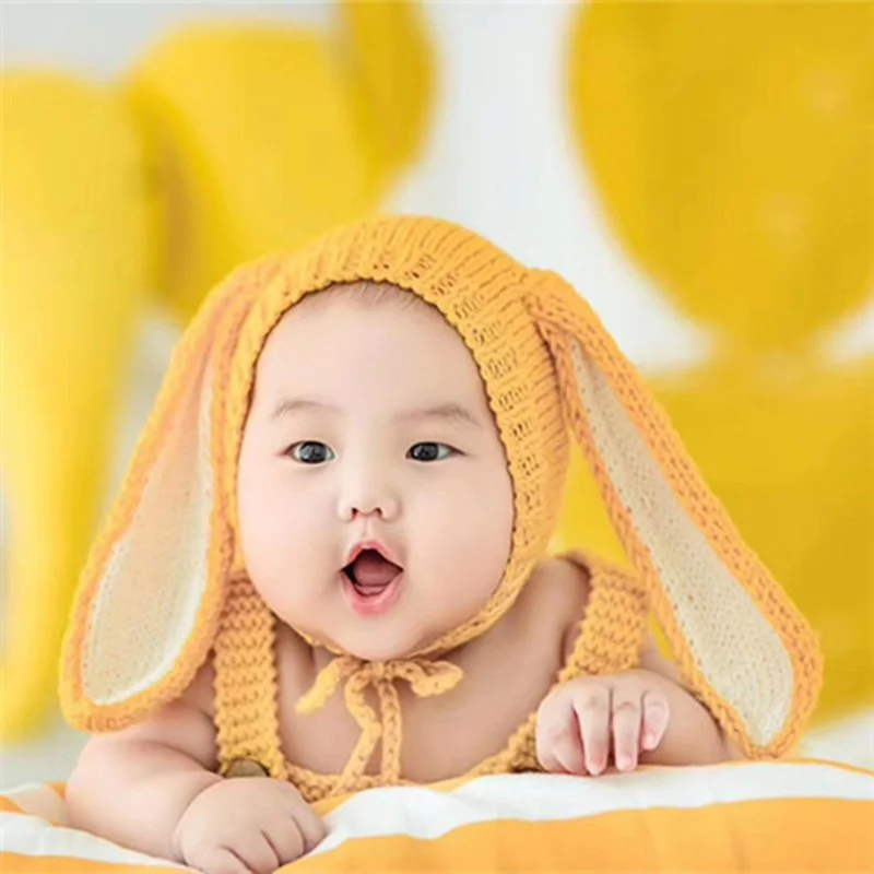 Реквизит для фотосъемки новорожденных шапочка с ушками кролика шапка фотосессии вязаный костюм младенцев вязаная комбинезон набор одежды куклы