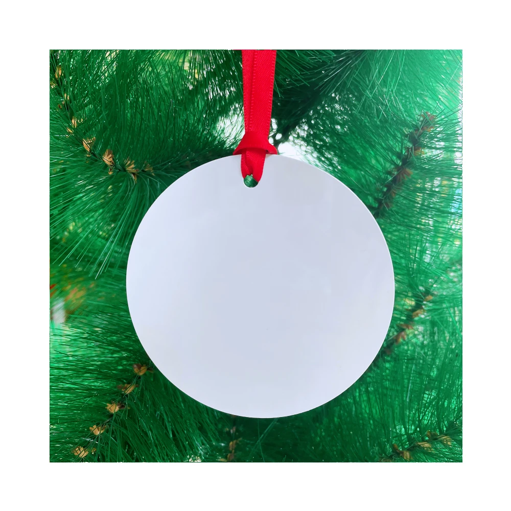 2024 Christmas Decoration Sublimation Blanks Aluminum Metal type Hanging Ornament Plates For Tree and Home
