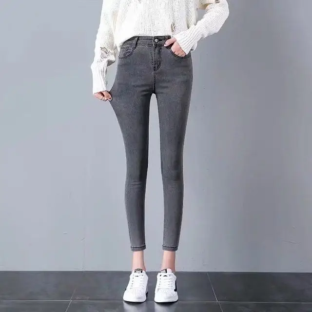 Лидер продаж, модные обтягивающие эластичные женские брюки, женские облегающие джинсовые брюки