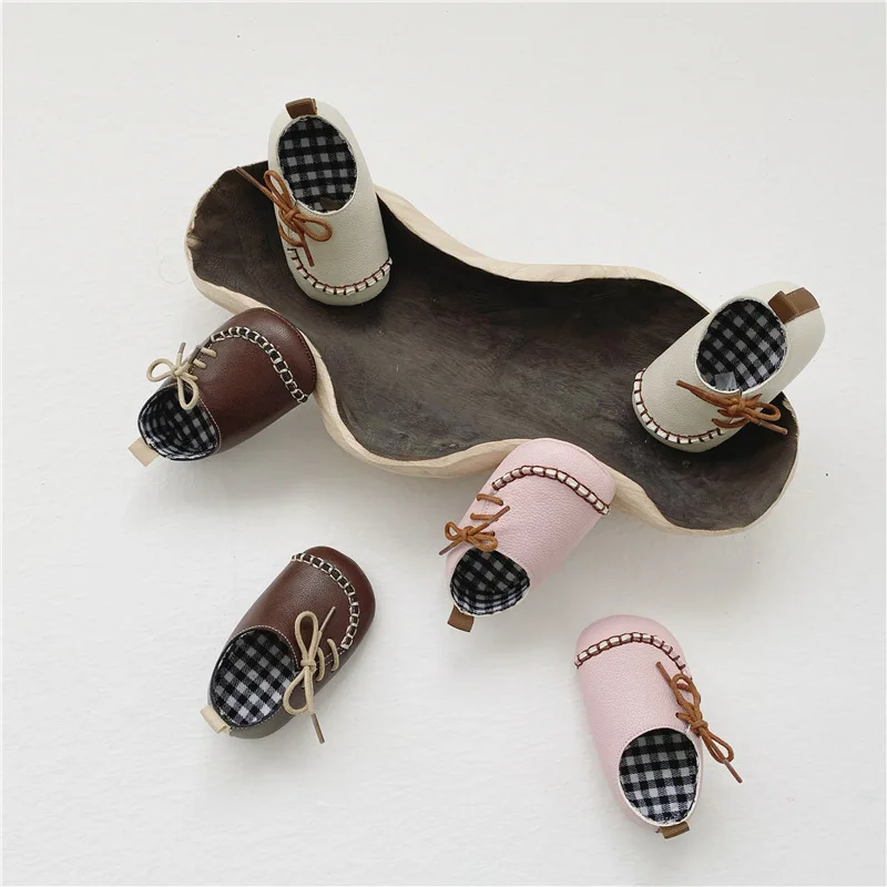 Q2-baby Leather Shoes Infants Toddler Soft Sole Boys Girls Crawling Slippers First Walking