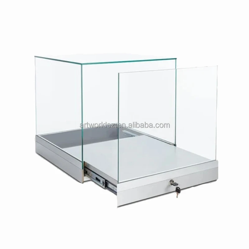 Artworld Displays Customized Glass Cabinet Showcase With a Storage Countertop Display Box Tempered Case