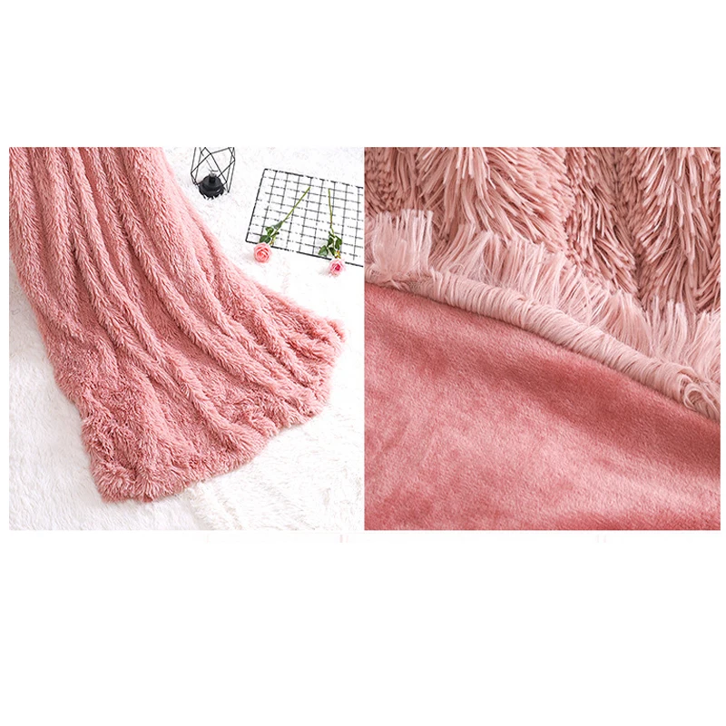 IDOTEX Super Soft Faux Fur Elegant Cozy With Fluffy Throw Blanket Bed Long Shaggy Warm Bedding Sheet