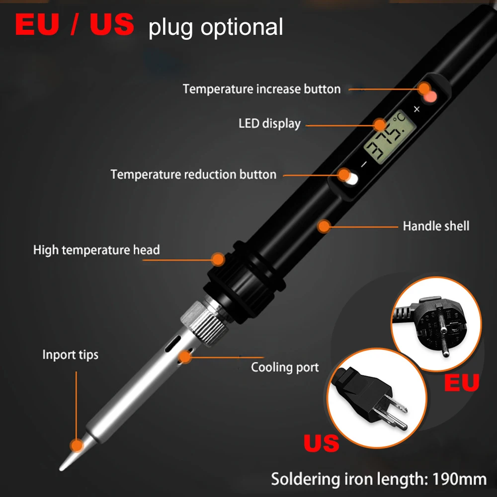 
54pcs per set LCD Digital Display Thermostatic Adjustable Temperature Electric Soldering Iron Wood Burn Tools Kit 
