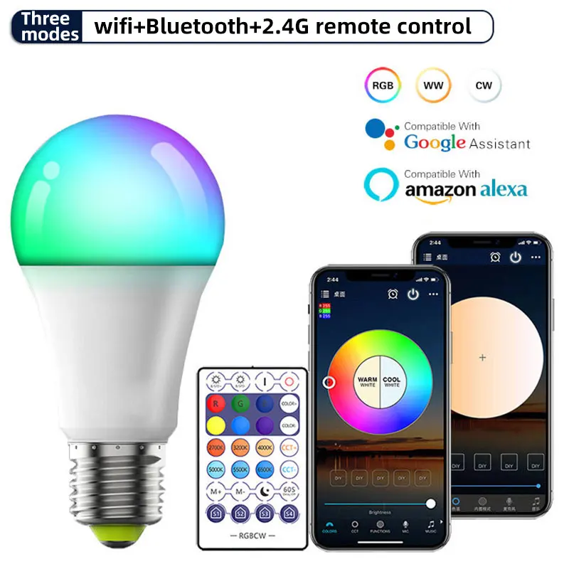 E27 E26 9w Smart Led Zigbee Rgbww Tuya Smart Bulb Bombillo Parlante Smart Home Automation Wifi Talking Bulb