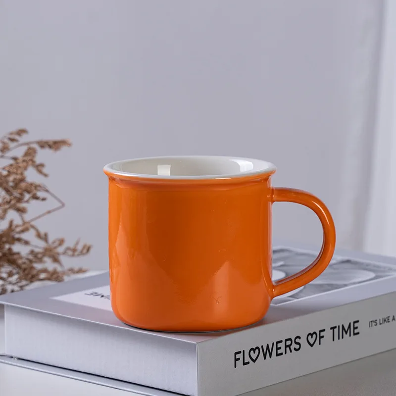 Customizable Hot Sale Stoneware Tea Cups Imitation Enamel Mugs RetroCeramic Travel Camping Coffee Mugs