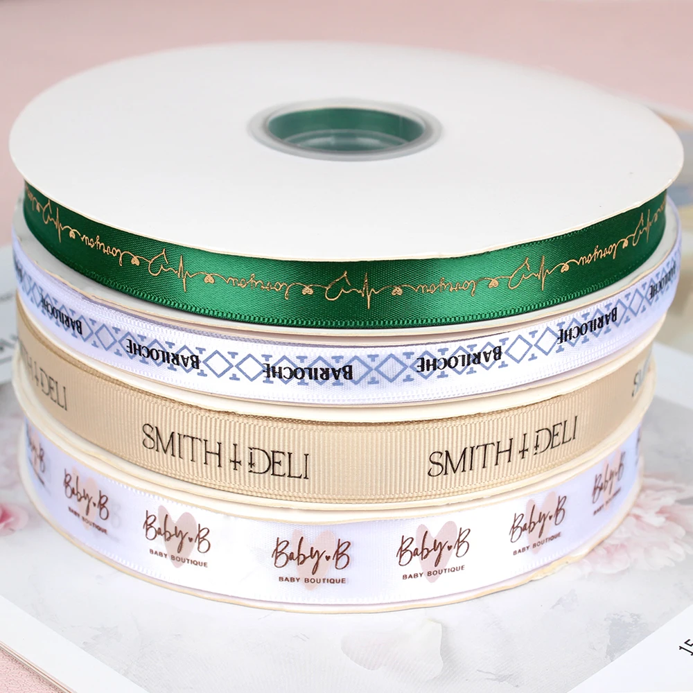 Factory Wholesale Flower Brooch  for Fabrics Basket Gift Packaging Ribbon Personalized Customization  Grosgrain Printing