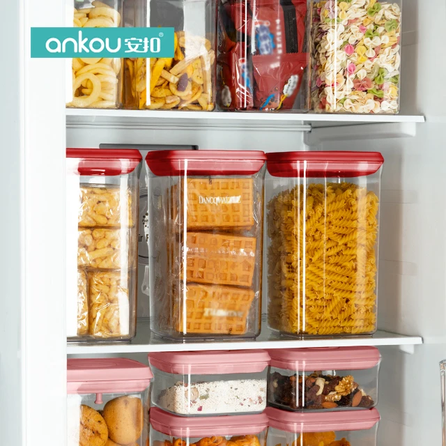 Ankou Kitchen OEM POP Air Tight Storage Pots Fancy Mini Bpa Free Plastic Containers With Logo Lids