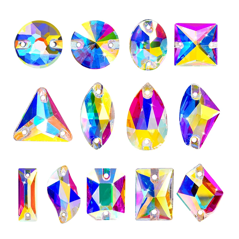 OLeeya Premium New High Quality Bevel Sew On Crystal Flatback Rhinestones For Clothing Shoes and DIY Accessories