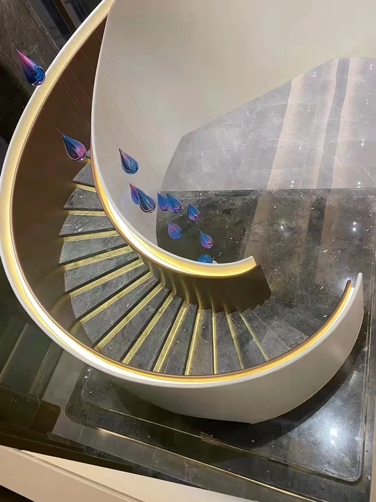 Factory Hot Sale Modern Circular Villa Spiral Dimensions Helical Curved Staircase  modern steel staircase