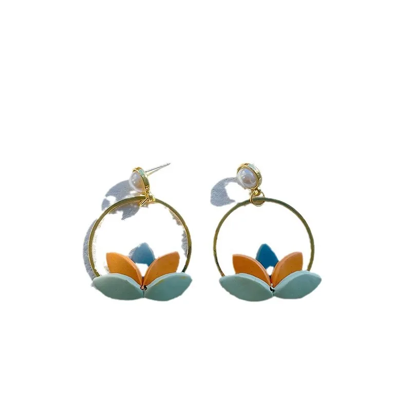 Best-selling Products Geometric Rhinestone Clay Earrings Polymer Handmade Women Splicing Polymer Clay Stud Earrings Wholesale