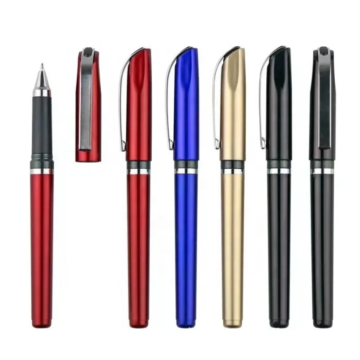 fashion business gift metal clip multicolor gel pen custom logo signature black gel pen