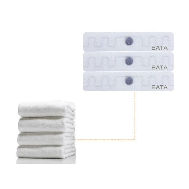Fabric 87*18mm UHF chip RFID Textile Laundry Tag For Hotel Linen Bed Sheet Sets Management